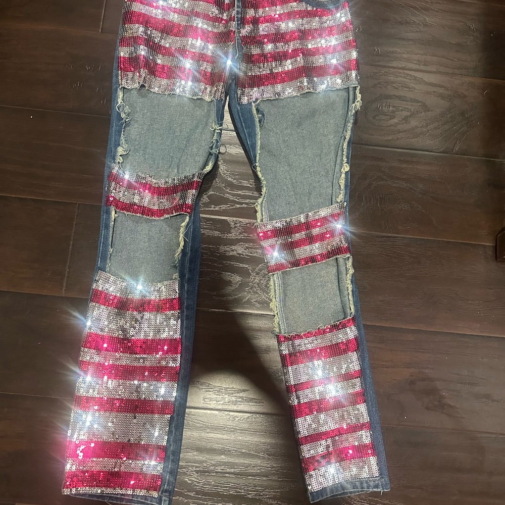 Sequin Striped Women Jeans